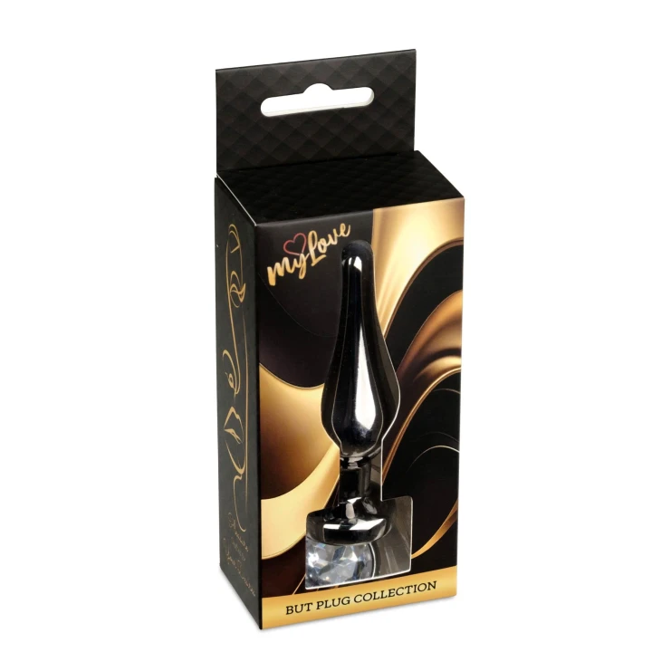 Korek analny MyLove Toys — stal nierdzewna, ciemne srebro, diament 3 cm