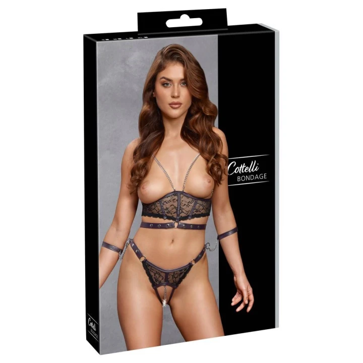 Zestaw topów do bondage COTTELLI LINGERIE - Crotchless, koronkowe, regulowane