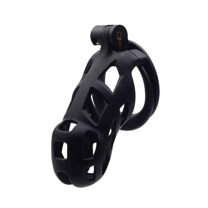 Klatka na penisa M – ABS z zamkiem i 4 pierścieniami (3,8–5,2 cm)