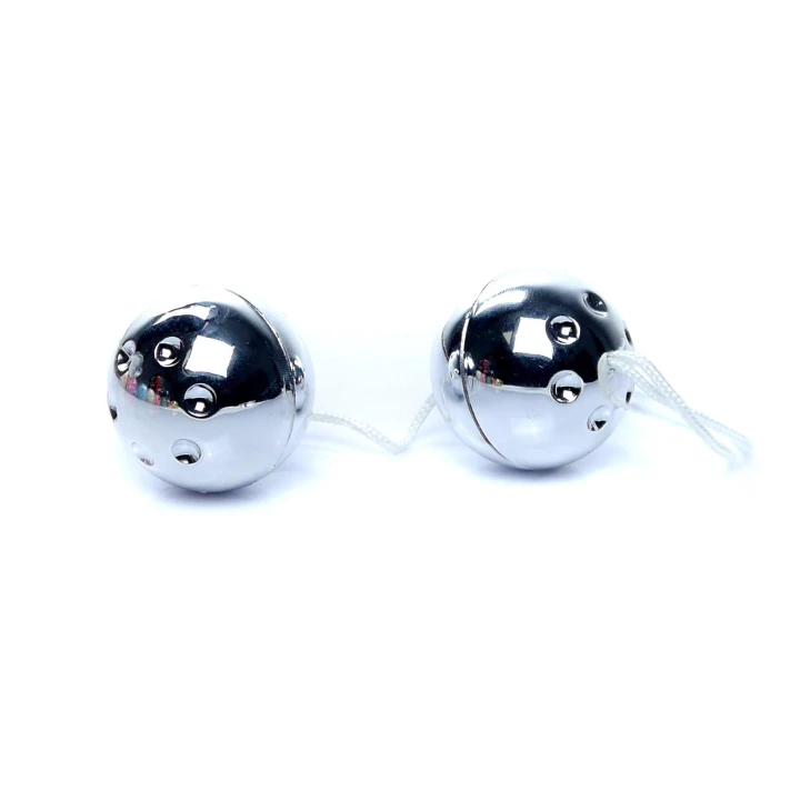 Kulki gejszy Duo-Balls Silver - 3,2 cm średnicy, wzmocnienie mięśni Kegla, 21 cm długości