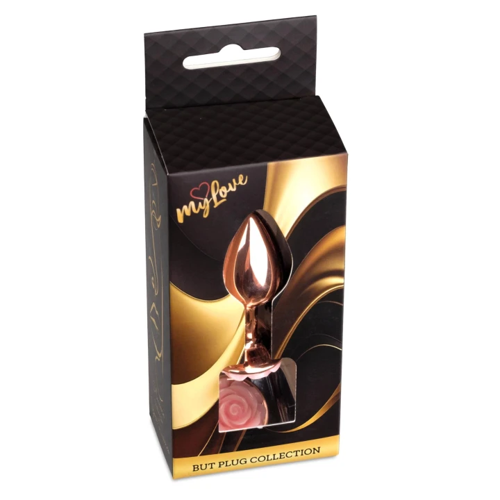 Korek analny (biżuteria) MyLove Toys – stal nierdzewna, różowy kwiat, 7 cm