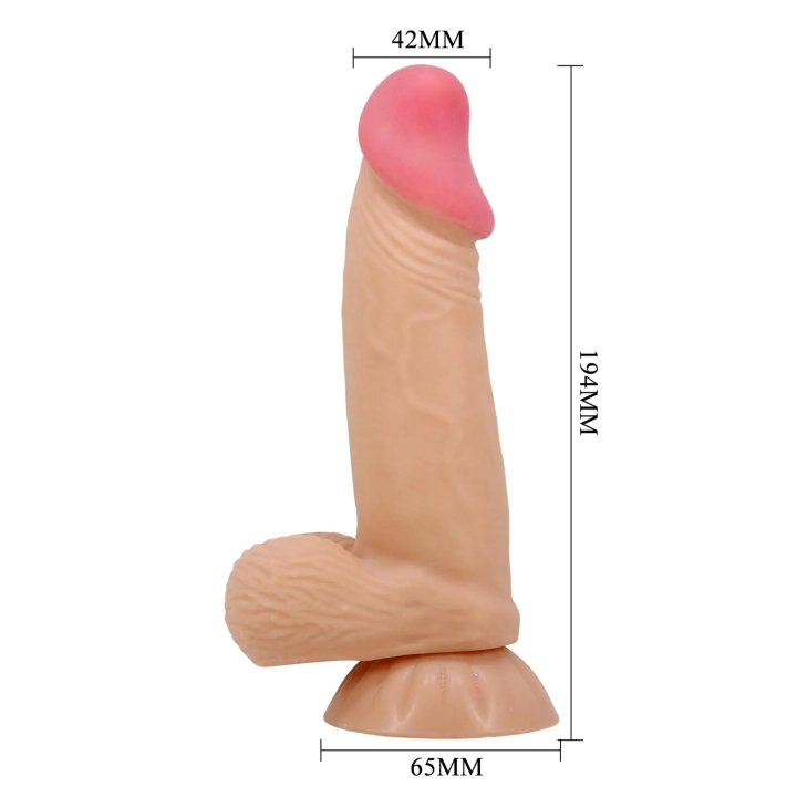 Dildo BAILE - 7,6'' z materiału TPR, z przyssawką, realistyczny kształt