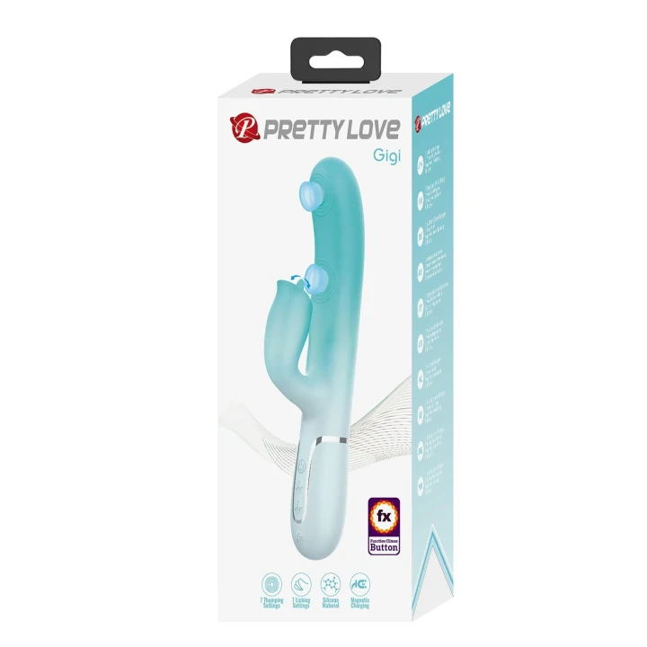 Wibrator króliczy Pretty Love - silikon, 7 funkcji wibracji, 7 trybów lizania