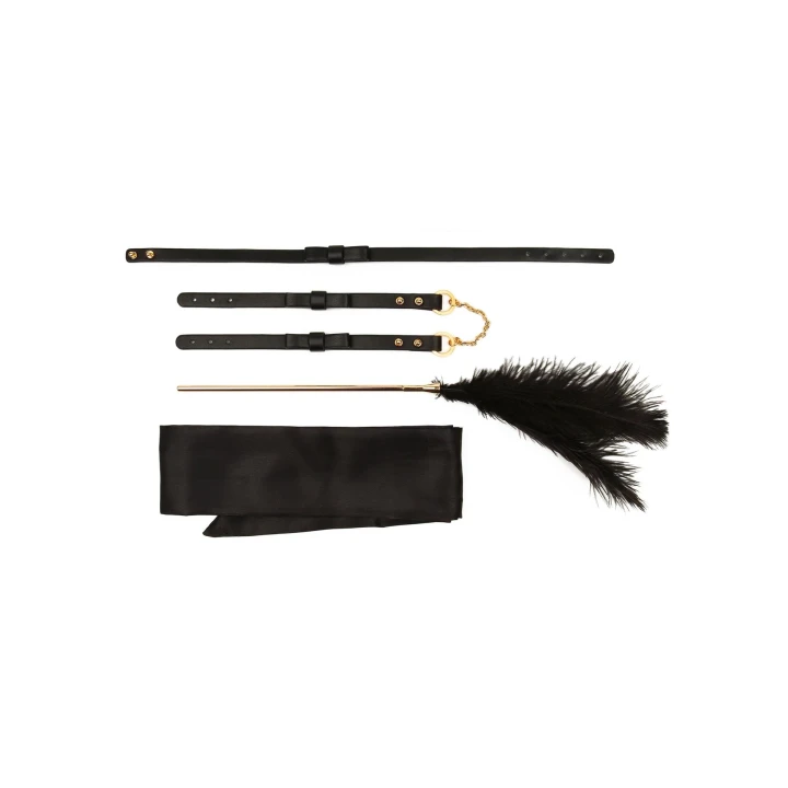 Zestaw do bondage 4-częściowy TABOOM Desires, skórzany, z metalowymi akcesoriami