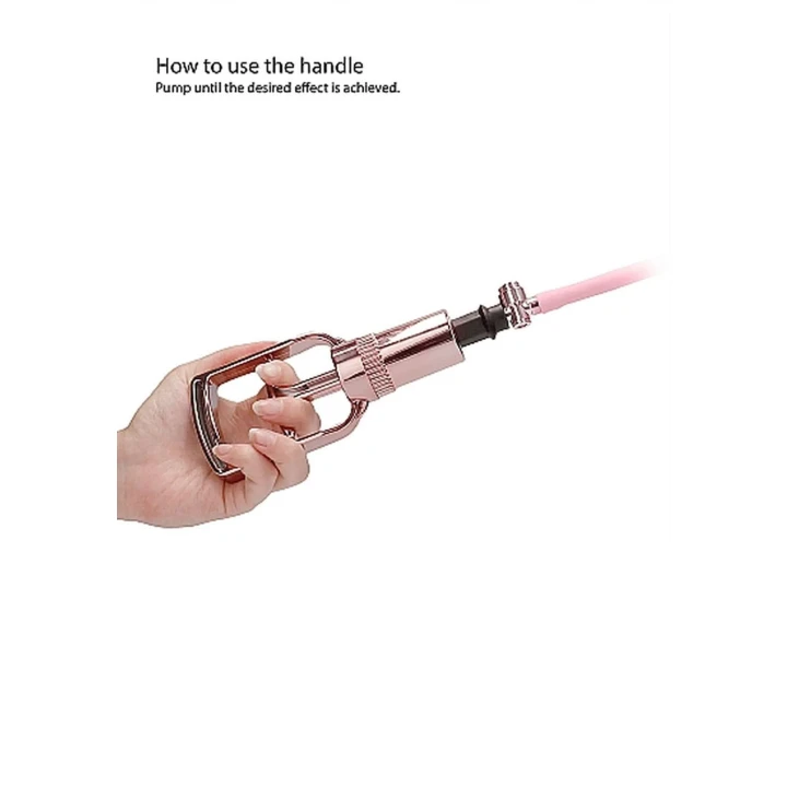 Pompka do łechtaczki i sutków - Średnia, Różowe Złoto, 3 Przyssawki, Akryl