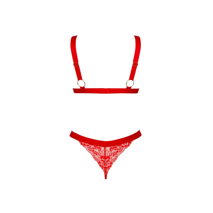 Bielizna koronkowa Elianes, OBSESSIVE, komplet 2-częściowy, regulowane ramiączka, czerwony