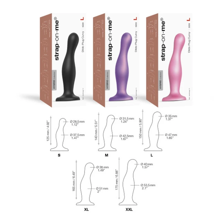 Dildo Plug Curvy - Silikon, Wodoodporny, Rozmiar S, Metaliczny Różowy