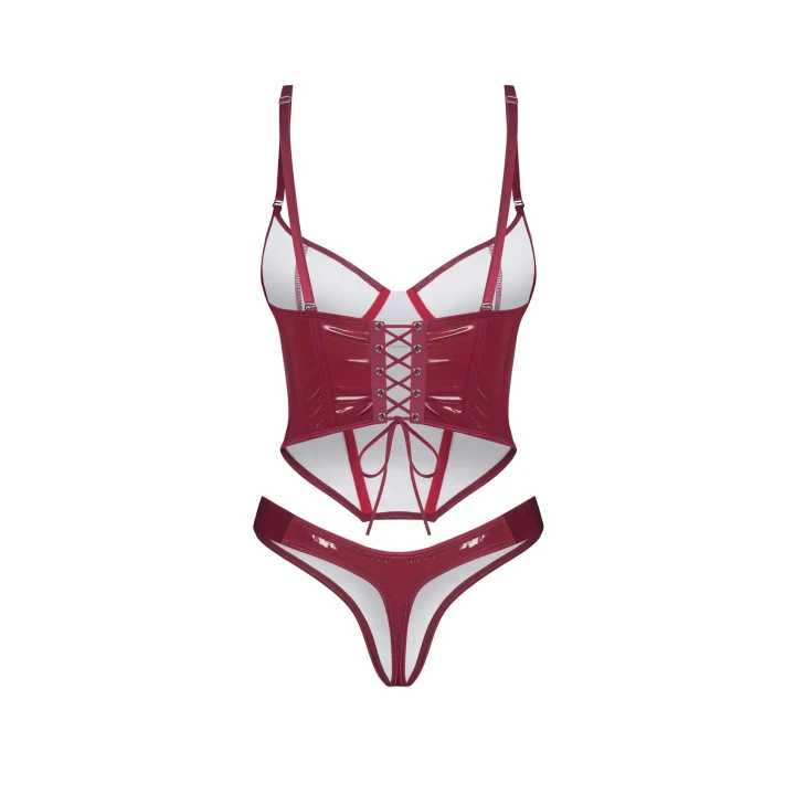 Gorset modelujący OBSESSIVE z lakierowanym wykończeniem i regulowanymi ramiączkami 2XL/3XL