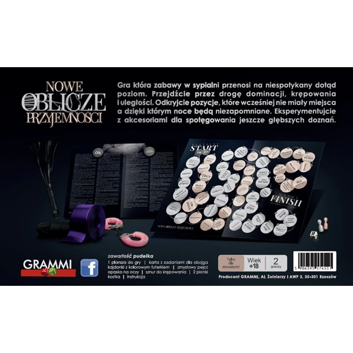 Gra dla par - Nowe Oblicze Przyjemności, z kajdankami, opaską na oczy, intrygujące zadania.