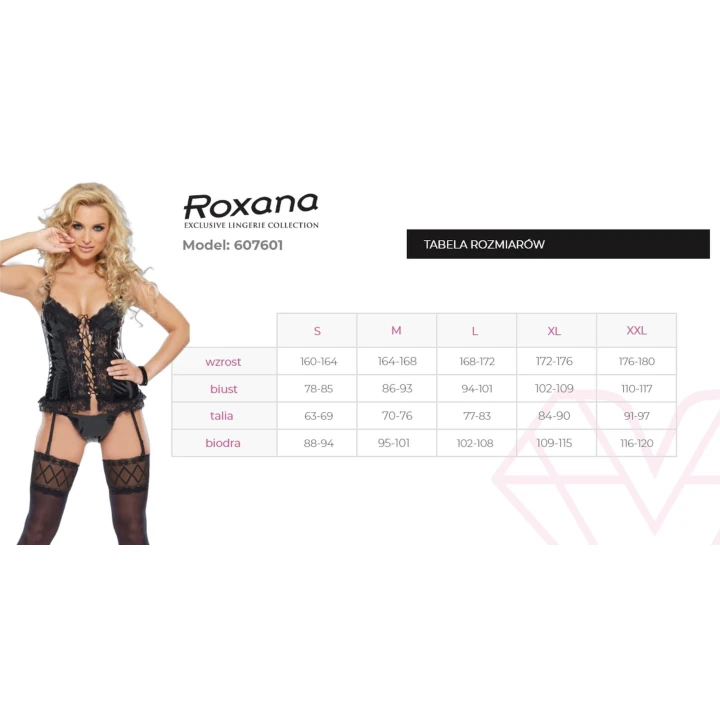 Gorset lateksowy ROXANA 6077, z koronką, regulowane ramiączka, rozmiar XXL