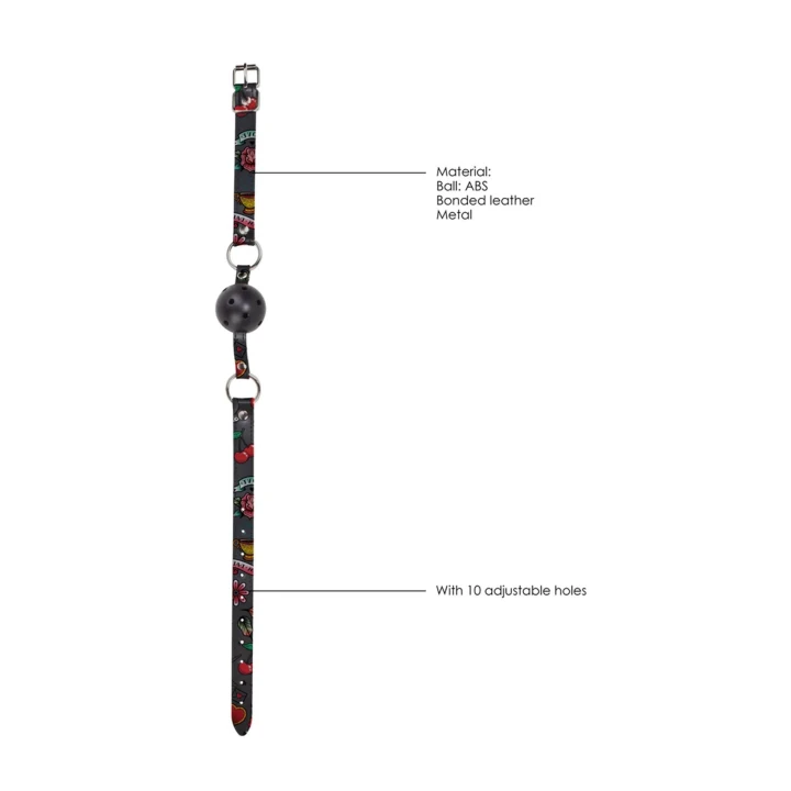 Knebel z kulką OUCH! - Oddychający, Regulowane skórzane paski, 4,3cm