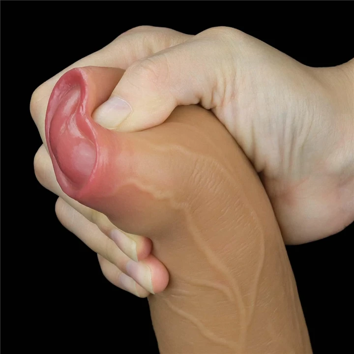 Dildo Love Toy Dual-layerowy silikon, uchwyt, przyssawka 7,9 cm, długość 28 cm