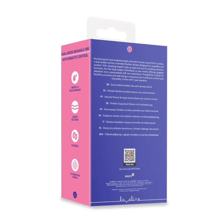 Masażer dual-endowy Loveline, elastyczny, zdalnie sterowany, 10 trybów wibracji