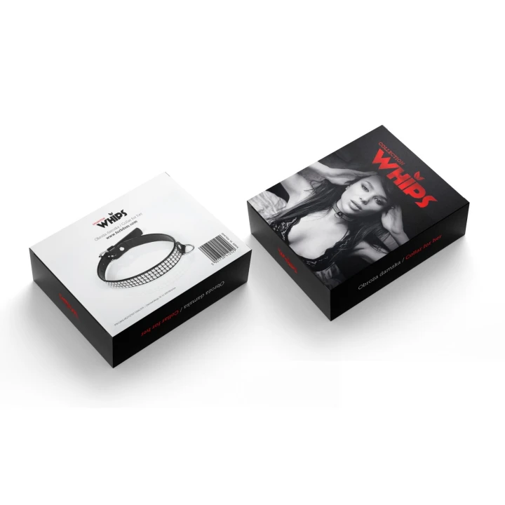 Obroża WHIPS Vegan, lakierowana, z kryształkami, 2 cm, regulacja 36-42 cm