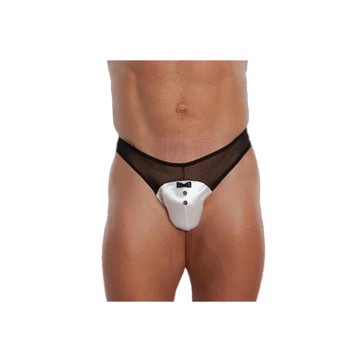 Słodkie slipy siateczkowe SOFTLINE COLLECTION - XL, elegancki styl, czarna kokardka