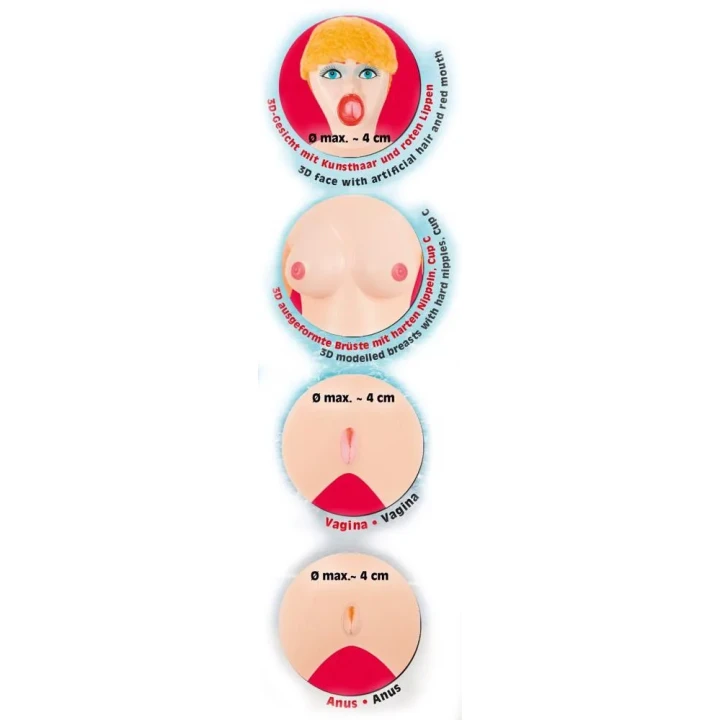 Lalka miłości Pamela – PVC, 149 cm, z zadziorną grzywką, 3 otwory miłosne