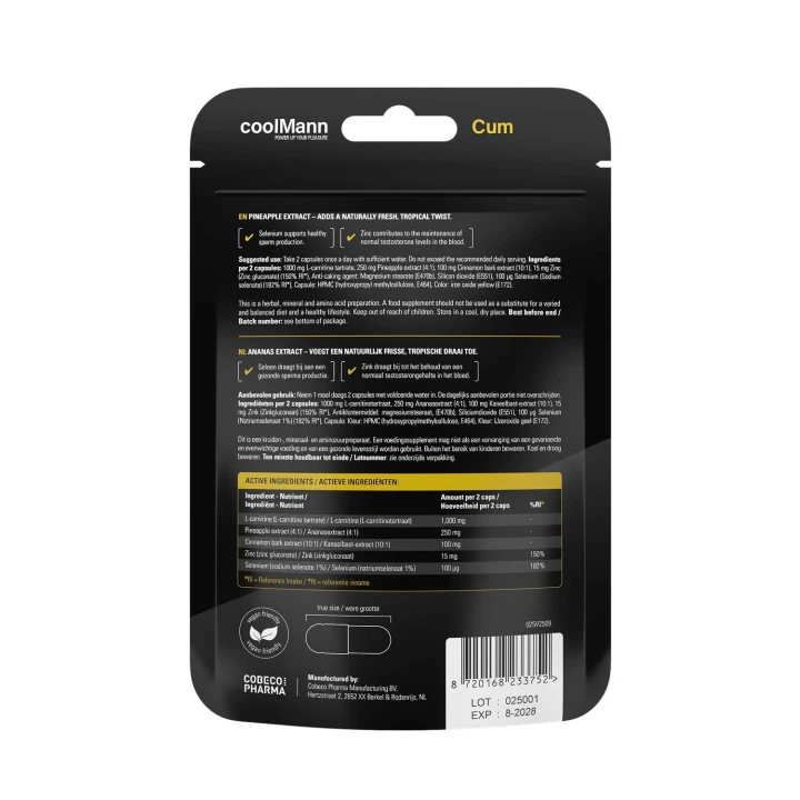 Preparat na płodność CoolMann - 60 kapsułek z L-karnityną i minerałami