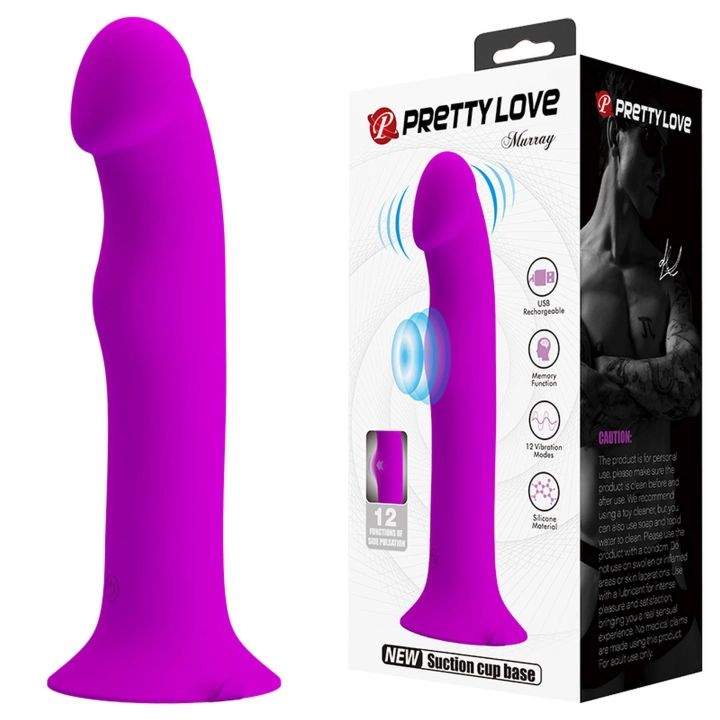 Wibrator Murray PRETTY LOVE – silikon/ABS, 12 funkcji wibracji i pulsacji, przyssawka
