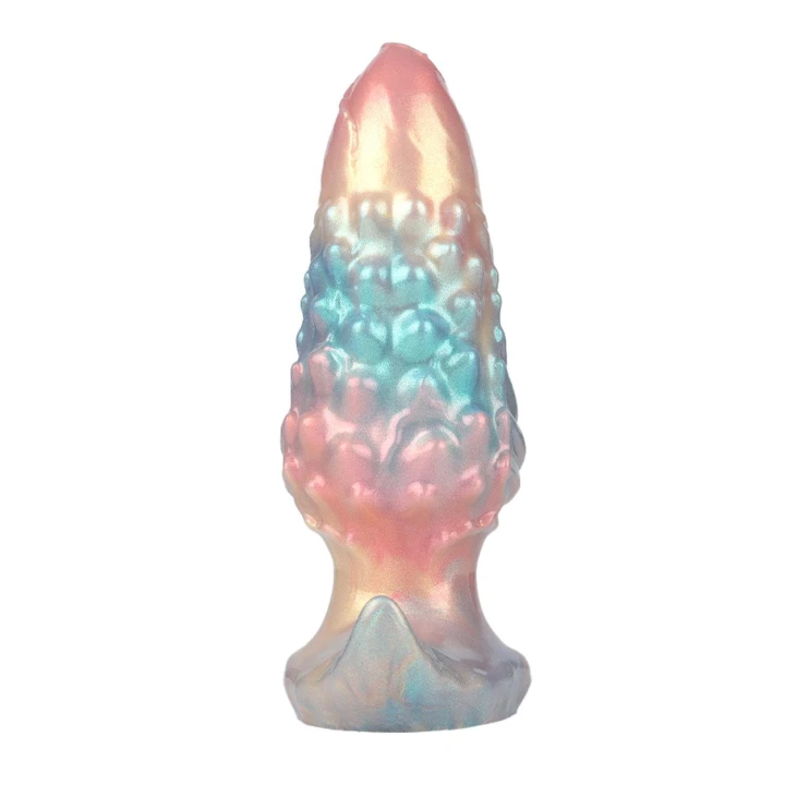 Dildo Power Monsters Ebon Leviathan - 18 cm, silikonowy, metaliczne wykończenie