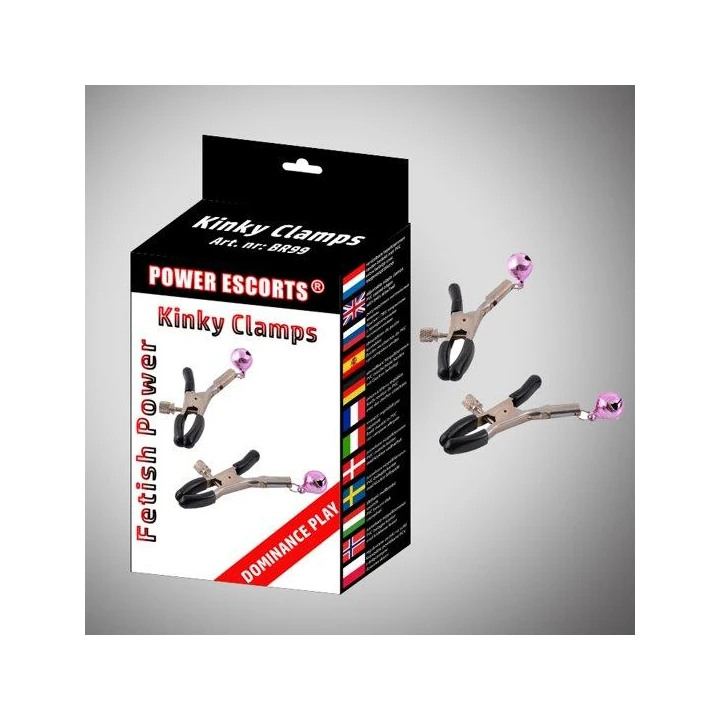 Klipy na sutki BR99 - Kinky Clamps - z dzwoneczkami, sexy design, fetyszyzm