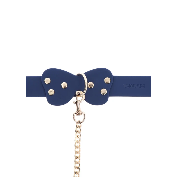 Obroża i smycz BDSM TABOOM z silikonu, regulowana, z kokardką i złotym uchwytem