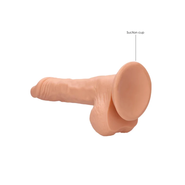 Dildo „Skin” z jądrami, 21,5 cm długości, realistyczny materiał TPE, przyssawka