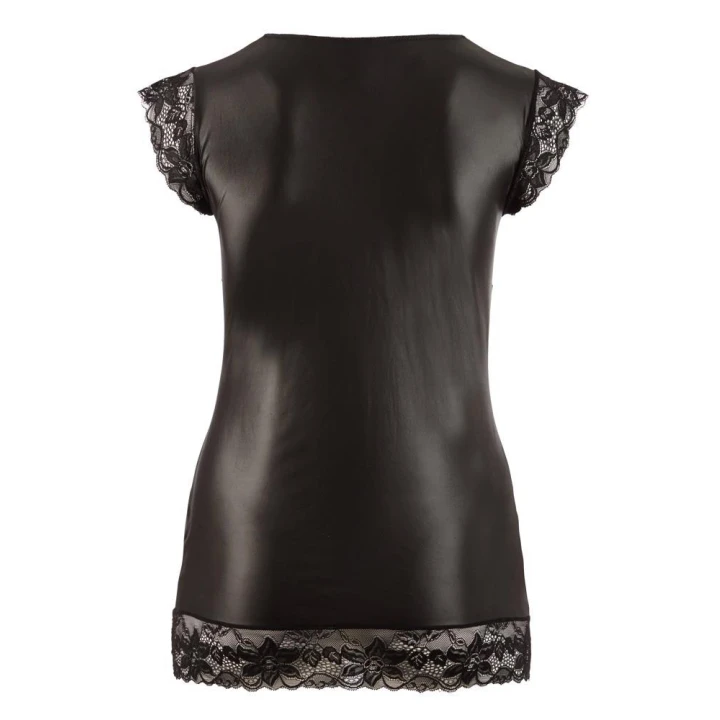 Sukienka wet look COTTELLI LINGERIE 4XL z koronką, krótka, elegancka, zmysłowa