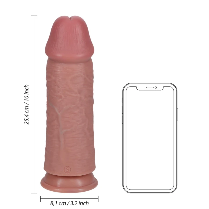 Dildo RealRock, 10'', PVC, Extra Gruby, Bez Jajek, Przyssawka