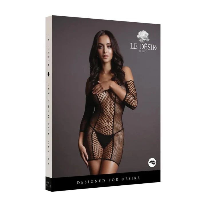 Sukienka mini z siateczki LE DESIRE, elastyczny nylon, rozmiar uniwersalny, stylowy design