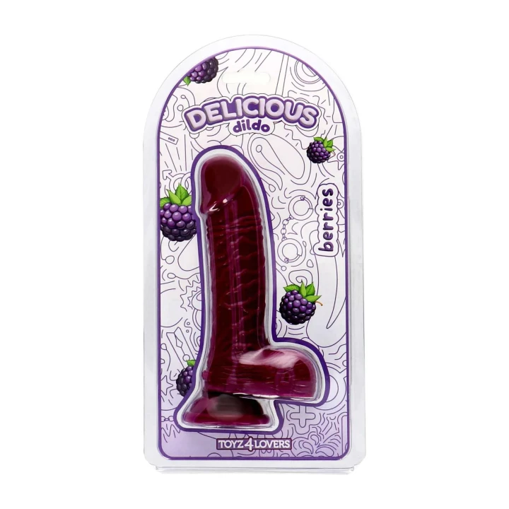 Dildo Delicious Dan Berries, 18 cm długości, 3,5 cm średnicy, zapach jeżyny