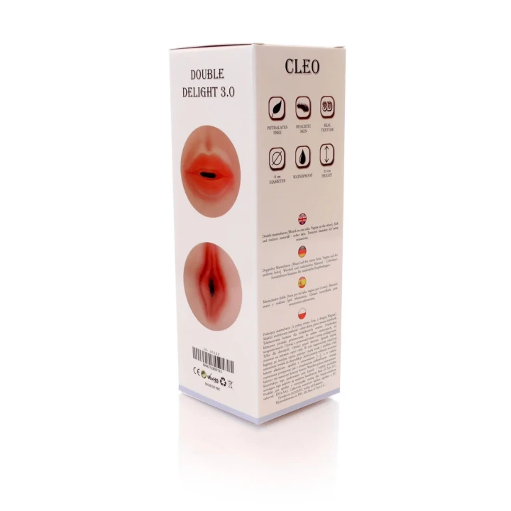 Masturbator - CLEO Double Delight 3.0, CyberSkóra, Wodoodporny, 21,5 cm długości