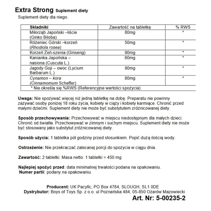 Suplement diety - Extra Strong, ziołowy, na bazie tradycyjnej receptury tybetańskiej