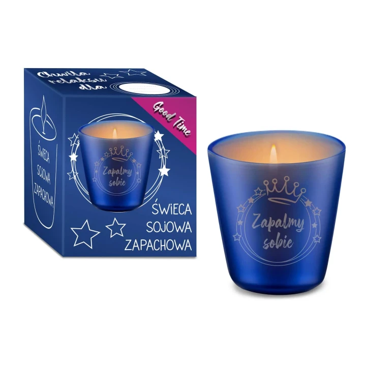 Świeca sojowa GOOD TIME — Toskańska winnica, 120 ml, niebieskie szkło