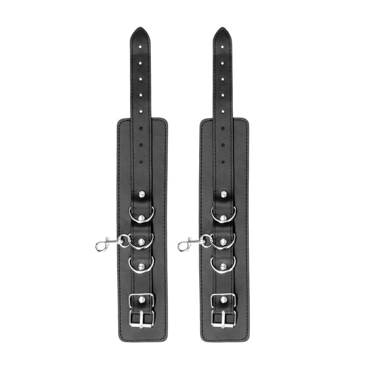 Hogtie z skórzanymi mankietami Ouch! - Regulowane, z metalowymi mocowaniami, bezpieczne