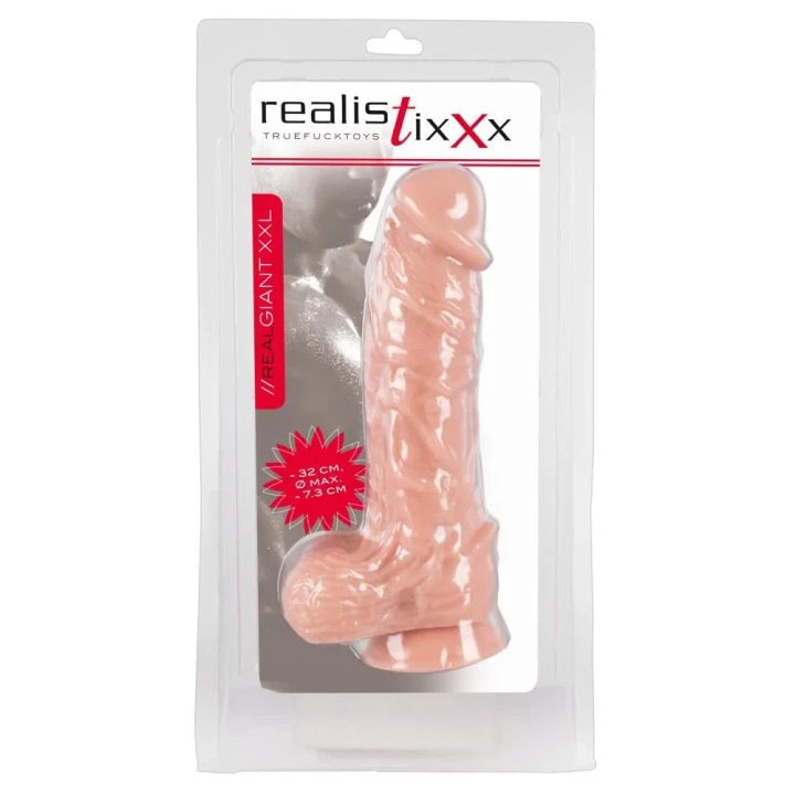 Dildo Realistixxx XXL, PVC, Długość 32 cm, Szerokość 5,5-7,3 cm, Waga 1,43 kg
