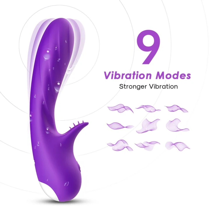 Wibrator ergonomiczny Romance Purple, silikon, 9 trybów wibracji, wodoodporny
