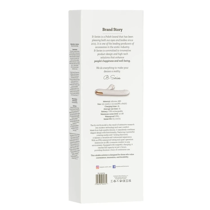 Wibrator silikonowy - 3 funkcje rotacji, 7 funkcji lizania, IPX5