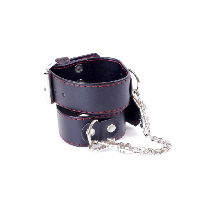 Mankiety do niewoli Fetish B - Regulowane 18-22 cm, sztuczna skóra, czerwone