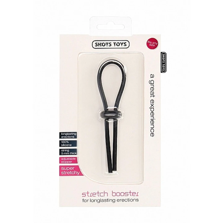 Pierścień erekcyjny SHOTS - Regulowany, z czarnego silikonu, potężna erekcja