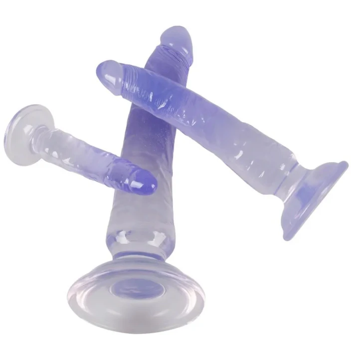 Dildo Crystal Clear, zestaw 3 szt. - PVC, średnice 2.3-4.4 cm, przyssawka