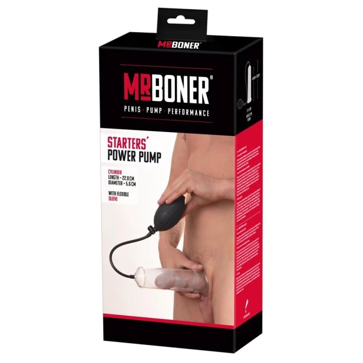 Pompa penisowa Starters Power Pump, średnica 5,6 cm, długość 22 cm, z mankietem rozciągliwym