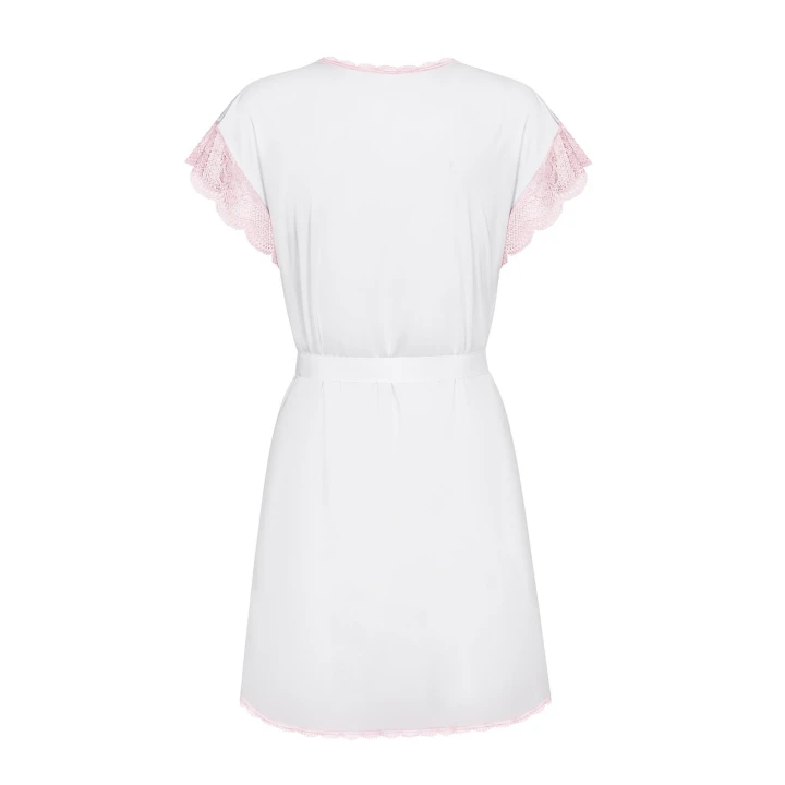 Peniuar damski Girlly, OBSESSIVE, koronkowe rękawki, satynowy pasek, S/M