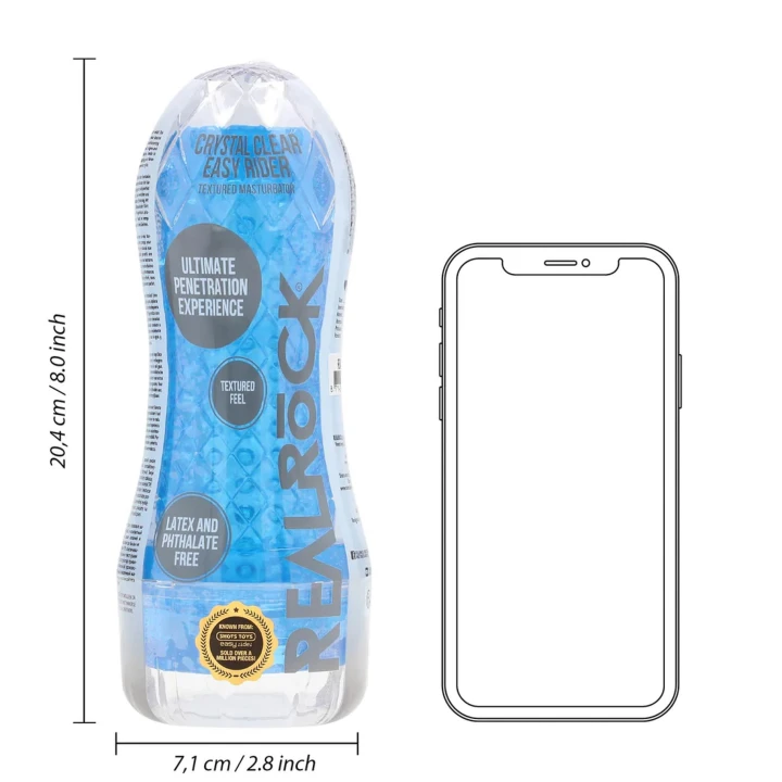 Masturbator TPR Easy Rider - 21cm długi, teksturowany, niebieski