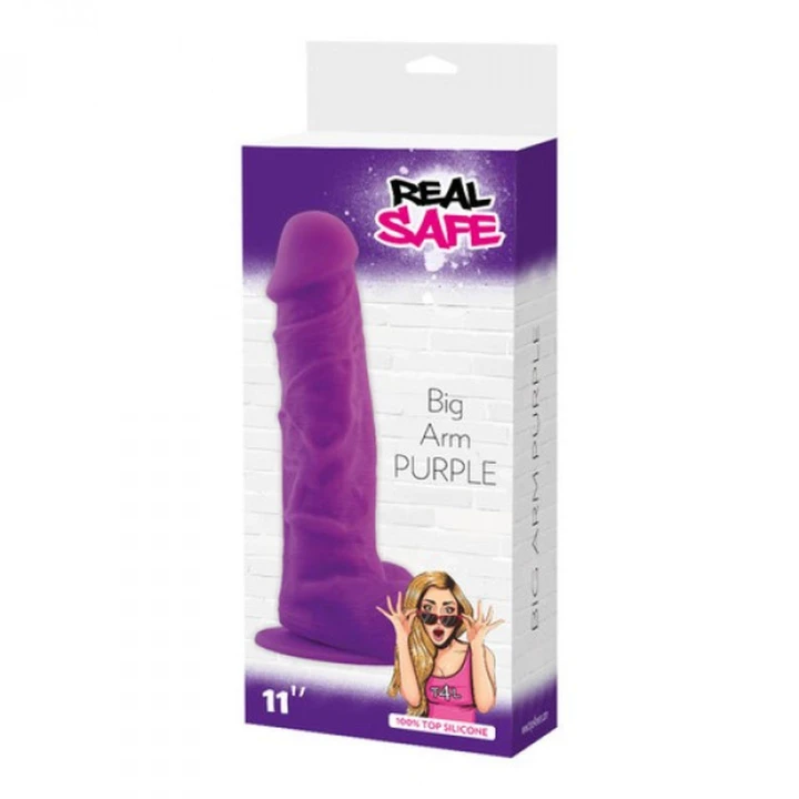 Dildo Toyz4Lovers Real Safe - silikonowy, wodoodporny, realistyczny z jądrami, fioletowy