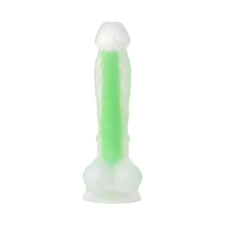 Dildo Dick Glow BY TOYFA 13cm, świecący w ciemności, dwuwarstwowy silikon