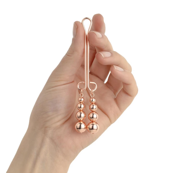 Klamerka na łechtaczkę Rosy Gold - Smukła konstrukcja, Subtelne obciążenie, Wyrafinowana stymulacja