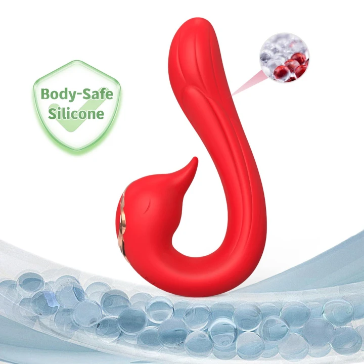Wibrator do punktu G Swan Red, 20,4 cm, 9 funkcji wibracji, silikon medyczny