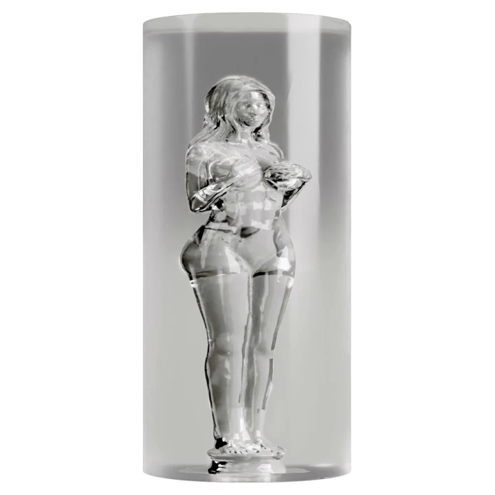 Masturbator tunelowy STROKER – przezroczysty kształt 3D, TPE, długość 14,2 cm