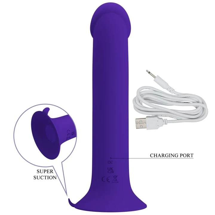 Dildo PRETTY LOVE - Murray, silikonowy, 12 funkcji wibracji, podstawka przyssawkowa