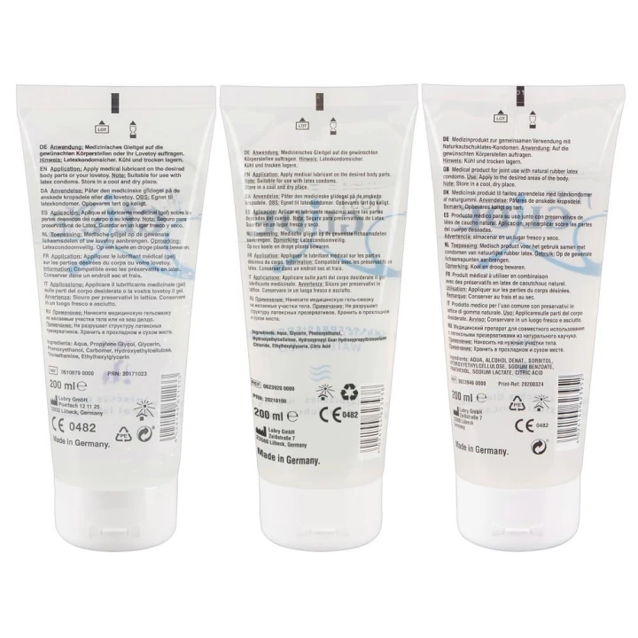 Żel nawilżający Just Glide - 3 x 200 ml, woda, wegański, bez oleju, bezpieczny dla prezerwatyw